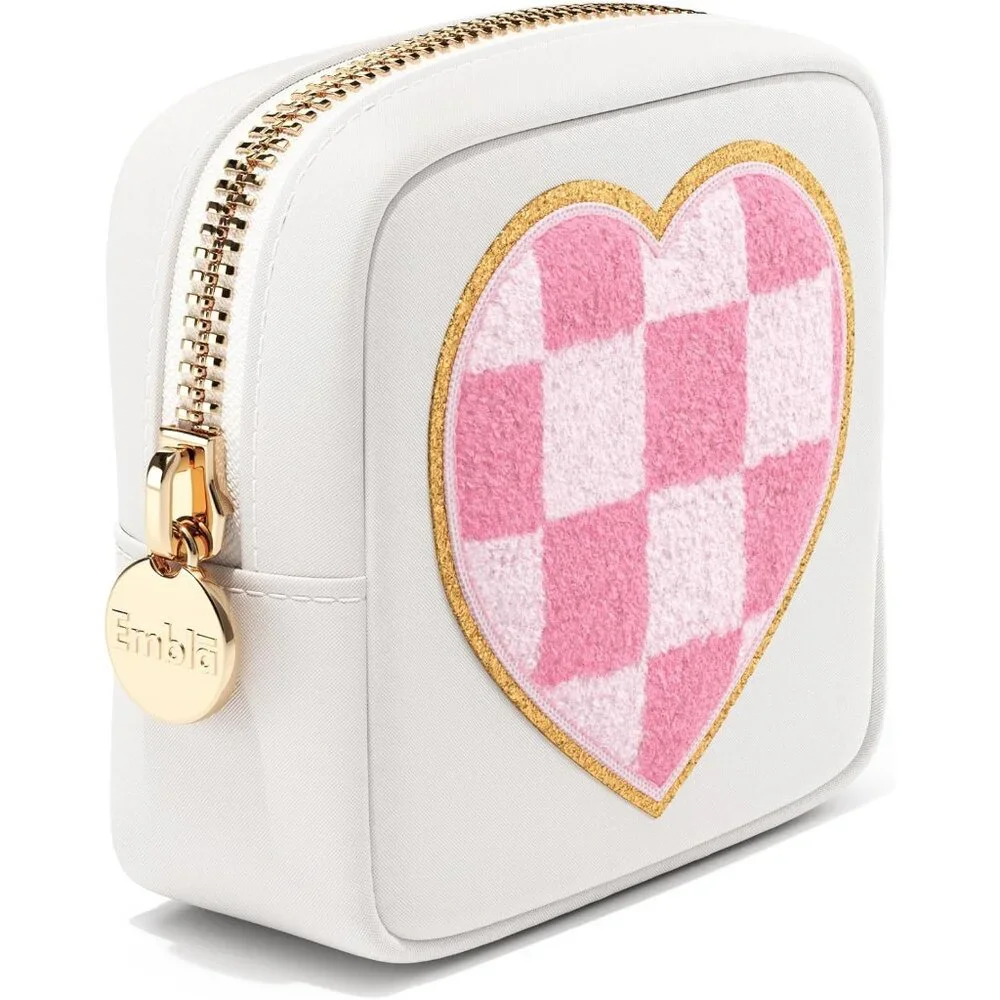 HEART Valentine Makeup Bag Travel Cosmetics Pouch and Toiletry Bag, Nylon Zipper - Picture 1 of 6